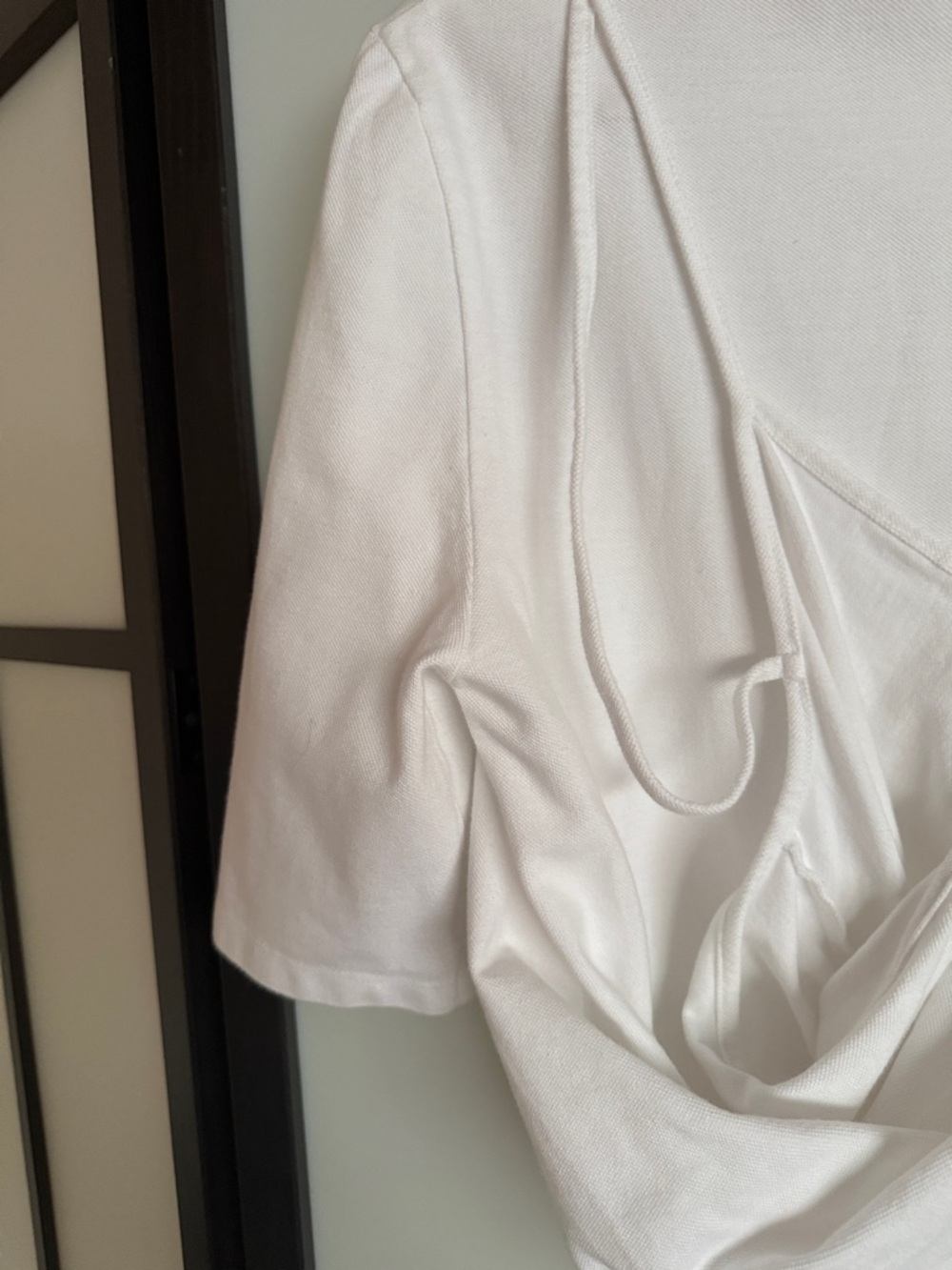 Pushbutton White Structural Drape-Back Button-Up Top - Picture 14 of 16